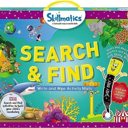 Skillmatics Search and Find Educational Game – Reusable Activity Mats with 2 Dry Erase Markers, Fun Learning, Gifts for Ages 3 to 6